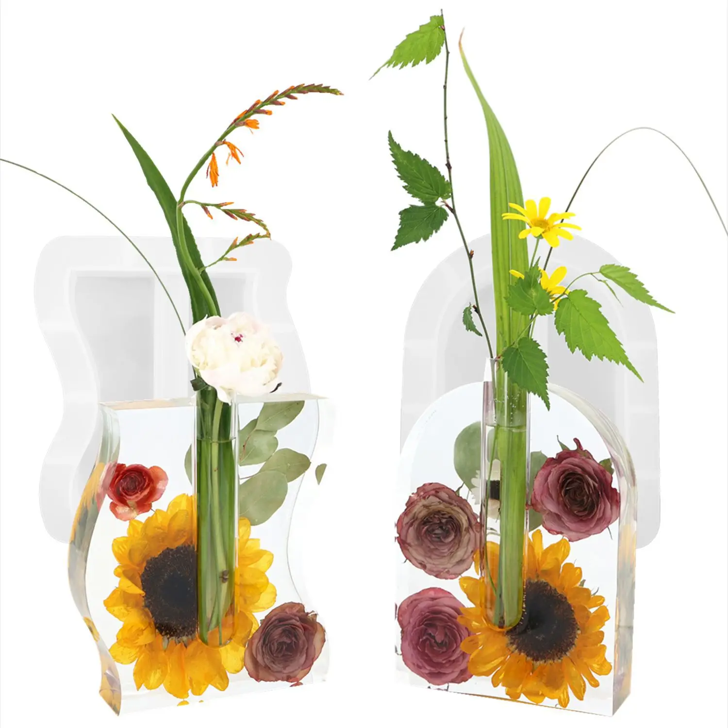 DIY Crystal Epoxy Resin Wavy Arch Shaped Test Tube Flower Plant Culture Silicone Mold Home Decoration Mirror Vase Molds
DIY Crystal Epoxy Resin Wavy Arch Shaped Test Tube Flower Plant Culture Silicone Mold Home Decoration Mirror Vase Molds