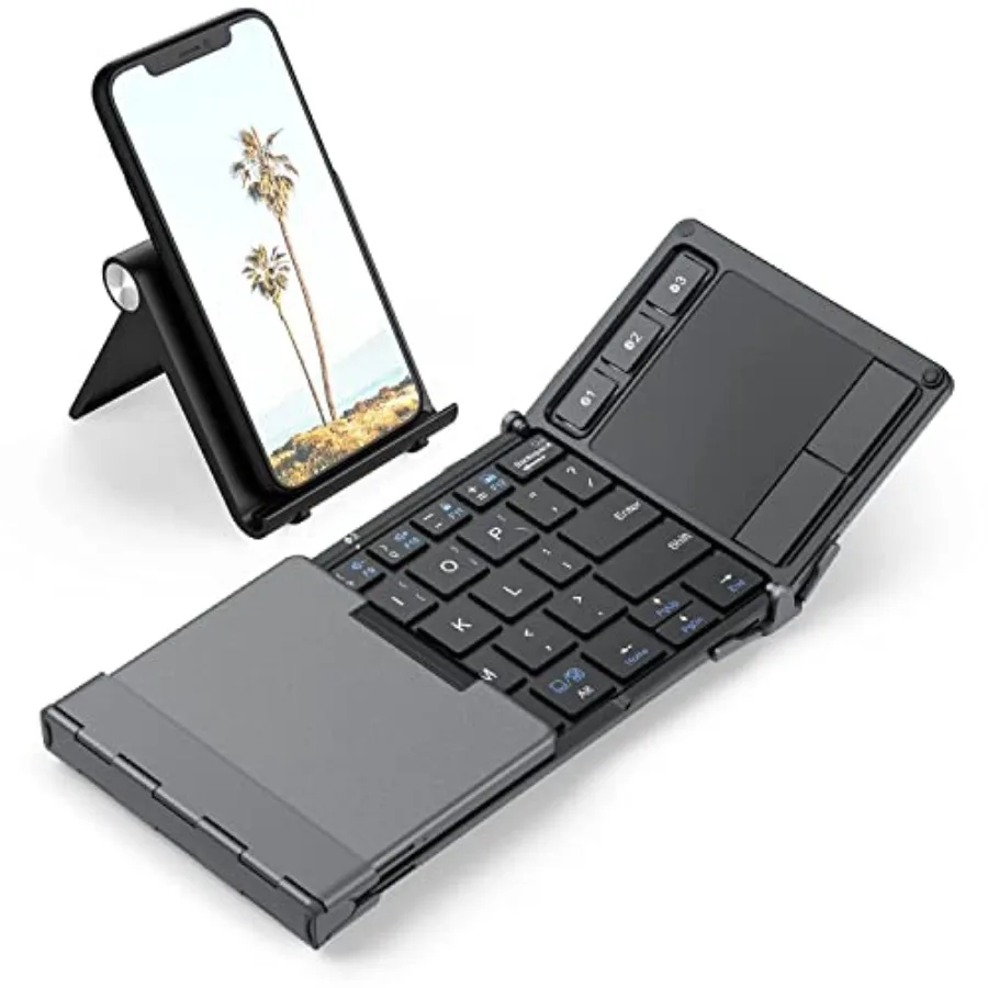 Foldable Bluetooth Keyboard with Touchpad BK08 Portable Tri-Folding for iPad iPhone Windows Mac Android - Connect Up to 3 Devic
Foldable Bluetooth Keyboard with Touchpad BK08 Portable Tri-Folding for iPad iPhone Windows Mac Android - Connect Up to 3 Devic