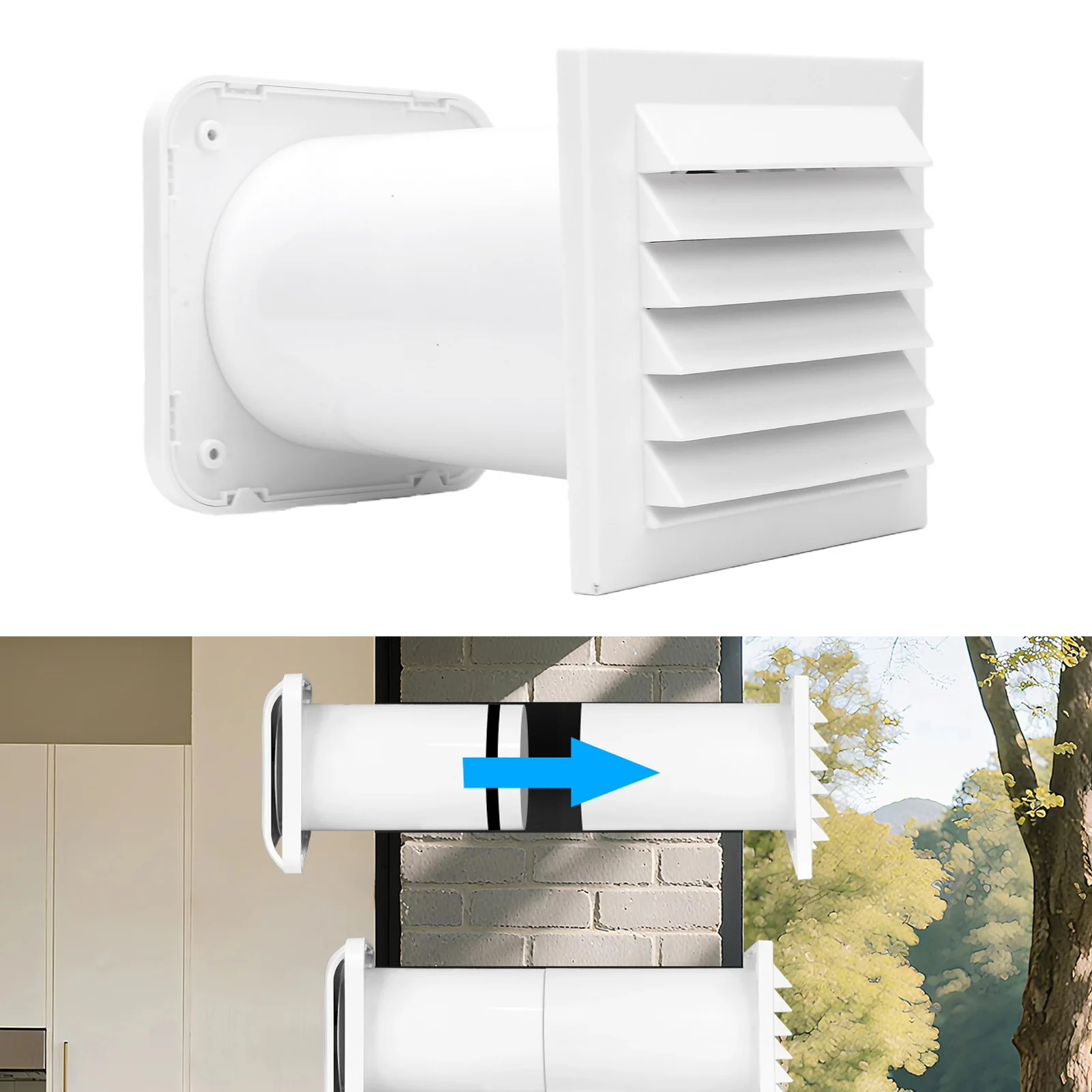 Passive Air Vent Adjustable Airflow Through Wall Ventilation Kit with Telescopic Duct and Louvered Cover for 185-335mm Wall
Passive Air Vent Adjustable Airflow Through Wall Ventilation Kit with Telescopic Duct and Louvered Cover for 185-335mm Wall