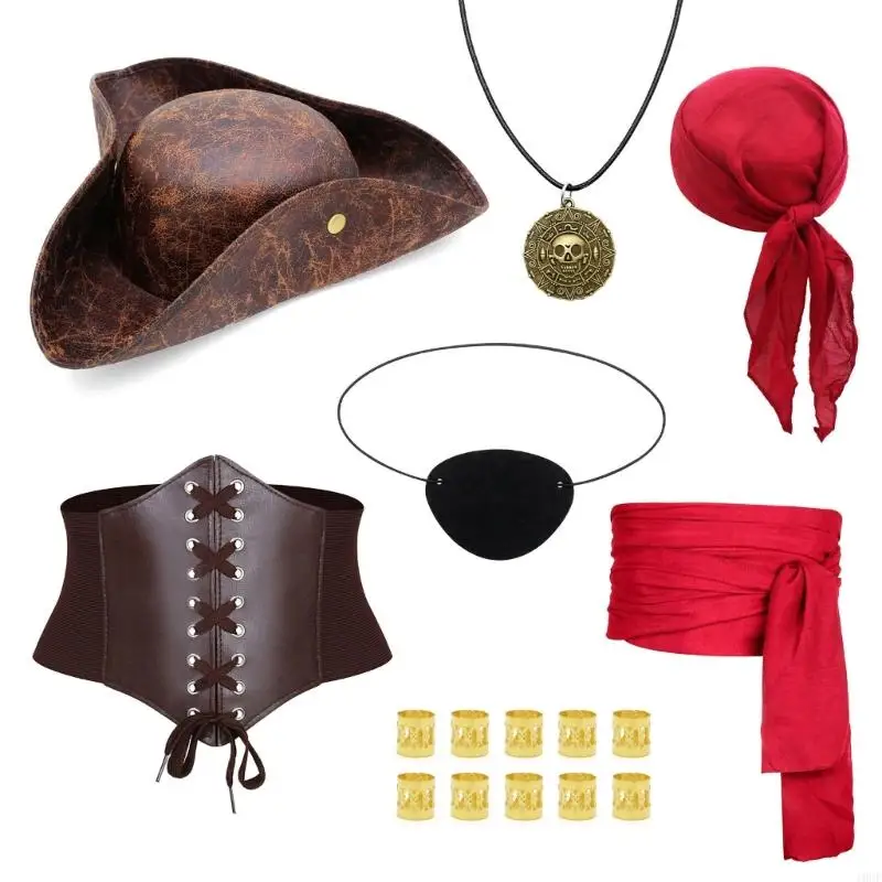 Men Women Cosplay Pirate Costume Accessories Medieval Renaissances Bandana Sash Belt Necklace for Halloween Carnivals Party
Men Women Cosplay Pirate Costume Accessories Medieval Renaissances Bandana Sash Belt Necklace for Halloween Carnivals Party