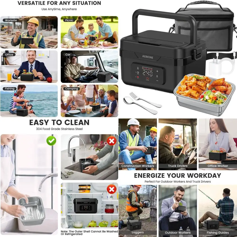 Перезаряжаемый самонагревающийся подогреватель еды мощностью 75 Вт, контейнер из нержавеющей стали на 6,3 чашки, ланч-бокс для офиса, пикника, автомобиля, использования на открытом воздухе
Перезаряжаемый самонагревающийся подогреватель еды мощностью 75 Вт, контейнер из нержавеющей стали на 6,3 чашки, ланч-бокс для офиса, пикника, автомобиля, использования на открытом воздухе