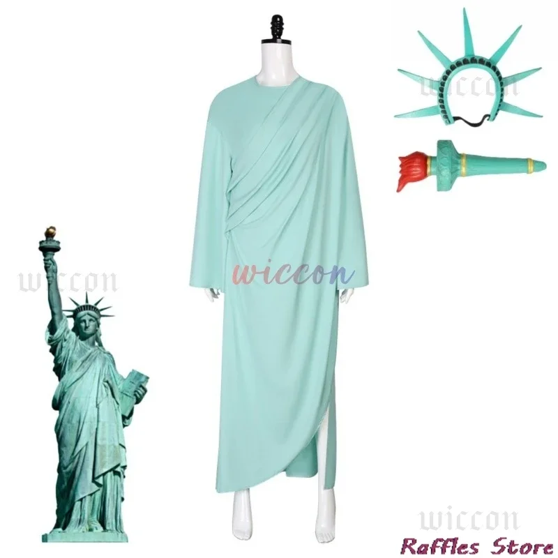 Statue of Liberty Cosplay Adult Lady Liberty Costume Green Women Patriotic Collection Halloween Party Fancy Dress Headwear*.1
Statue of Liberty Cosplay Adult Lady Liberty Costume Green Women Patriotic Collection Halloween Party Fancy Dress Headwear*.1