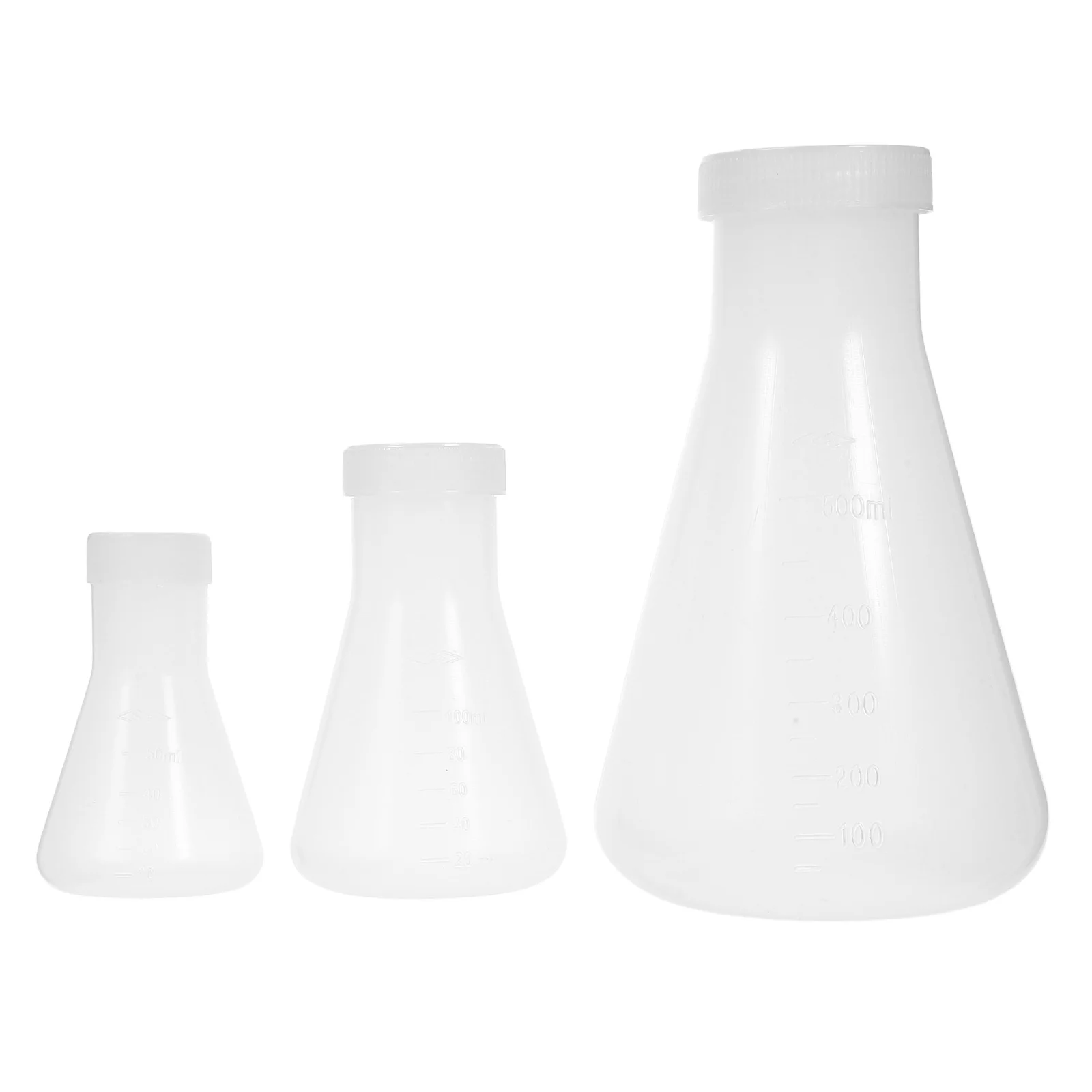 3Pcs Plastic Flask Conical Flask with Screw for Laboratory Students Experiment Chemistry White (50ml+100ml+500ml)
3Pcs Plastic Flask Conical Flask with Screw for Laboratory Students Experiment Chemistry White (50ml+100ml+500ml)