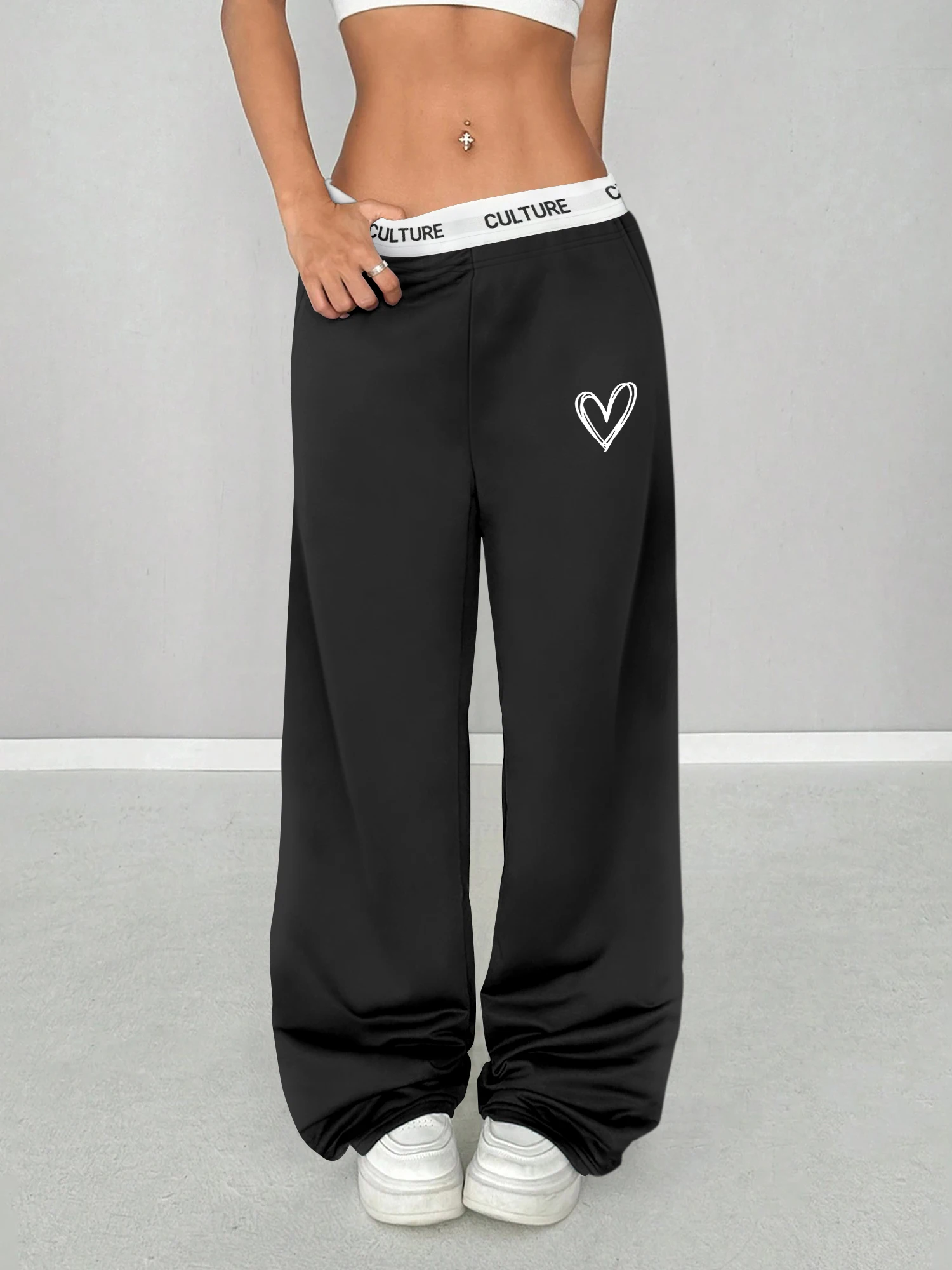 Minimal White Sketch Heart Graphic Ladies Wide Leg Pants Flip Contrast Waistband Sweet Casual Loose Side Pocket Sweat Trousers
Minimal White Sketch Heart Graphic Ladies Wide Leg Pants Flip Contrast Waistband Sweet Casual Loose Side Pocket Sweat Trousers