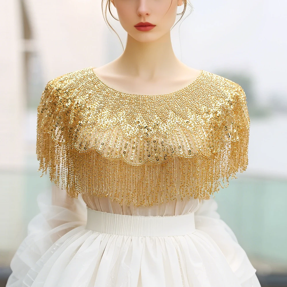 Vintage Sequined Fringed Shrug Elegant Shawl For Women Beaded Cape For Formal Party Wedding Summer Mesh Shawl Jacket Accessories
Vintage Sequined Fringed Shrug Elegant Shawl For Women Beaded Cape For Formal Party Wedding Summer Mesh Shawl Jacket Accessories