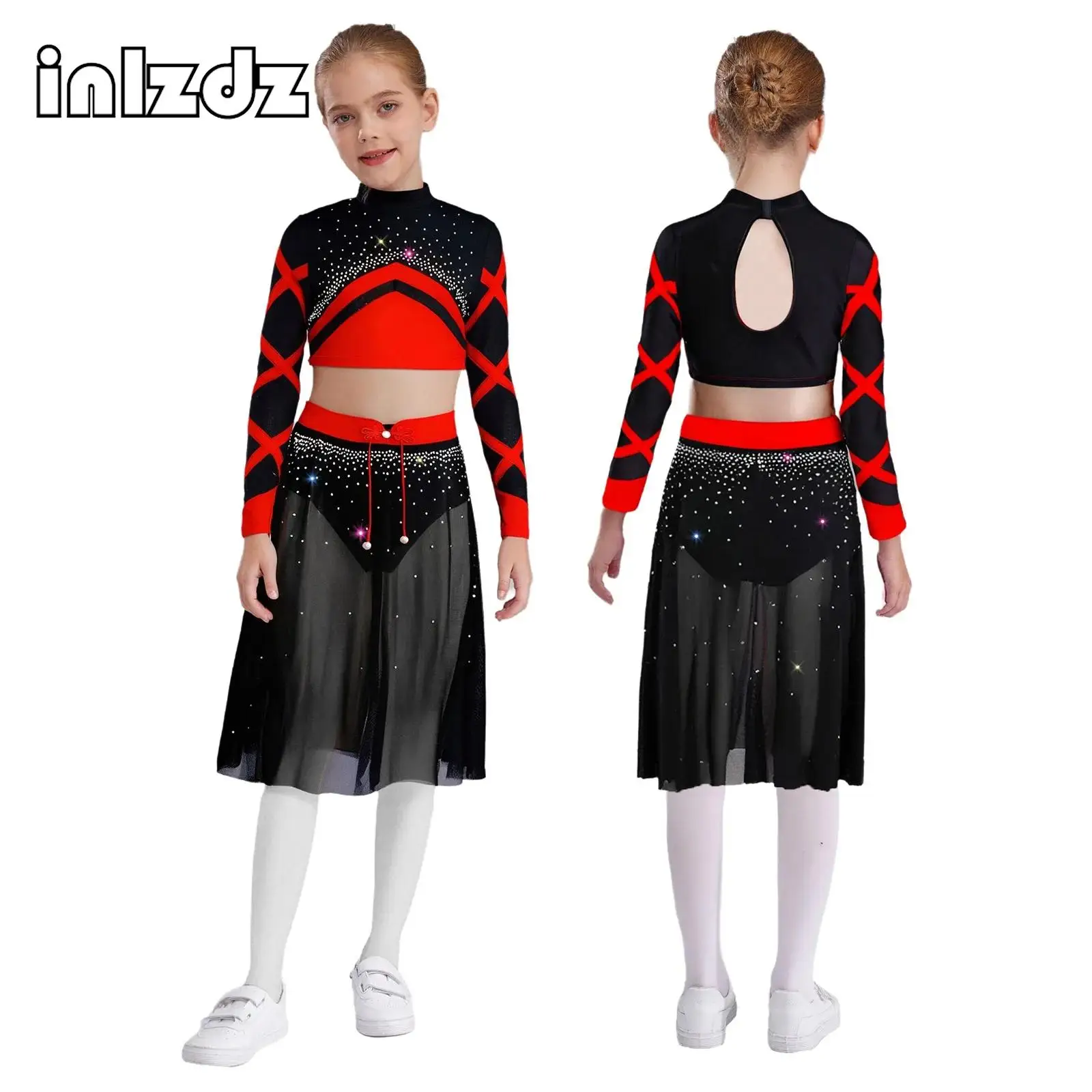 Kids Girls Lyrical Modern Dance Outfits Figure Skating Performance Sets Rhinestones Long Sleeve Keyhole Back Crop Top+Skirt Sets
Kids Girls Lyrical Modern Dance Outfits Figure Skating Performance Sets Rhinestones Long Sleeve Keyhole Back Crop Top+Skirt Sets