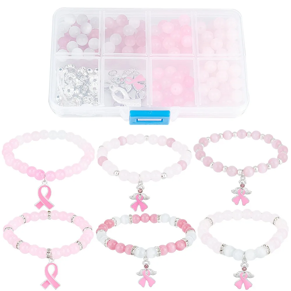 DIY Breast Cancer Awareness Bracelet Making Kit Including Alloy Enamel Ribbon Pendants Alloy Enamel Rhinestone Pendants
DIY Breast Cancer Awareness Bracelet Making Kit Including Alloy Enamel Ribbon Pendants Alloy Enamel Rhinestone Pendants