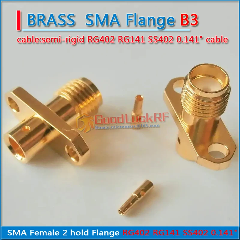 RF Connector SMA Female Rhombic Solder for semi-rigid RG402 RG141 SS402 0.141" cable With 2 hole Flange Chassis Panel Mount deck
RF Connector SMA Female Rhombic Solder for semi-rigid RG402 RG141 SS402 0.141" cable With 2 hole Flange Chassis Panel Mount deck