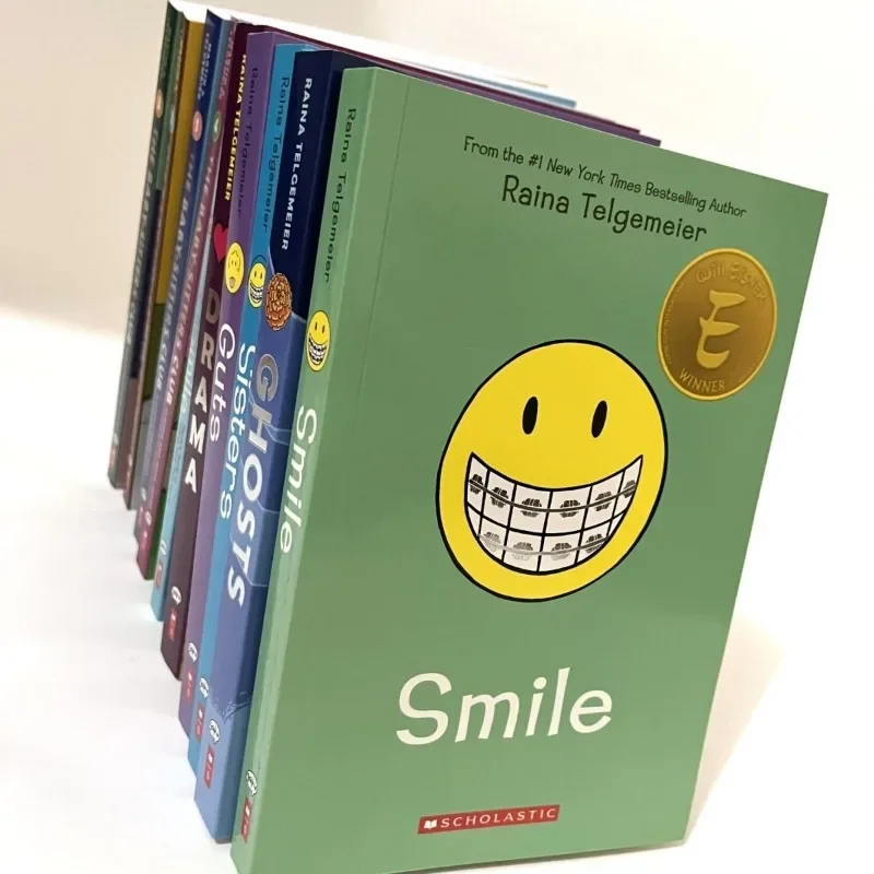 10 Books/set Raina Telgemeier English Smiling Full Color Graphic Novel, Children's Mood Picture Book Teenager Growth Stories
10 Books/set Raina Telgemeier English Smiling Full Color Graphic Novel, Children's Mood Picture Book Teenager Growth Stories