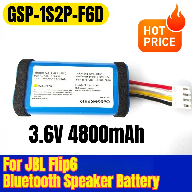 GSP-1S2P-F6D 3.6V 4800mAh Battery for JBL Flip6 Bluetooth Speaker
GSP-1S2P-F6D 3.6V 4800mAh Battery for JBL Flip6 Bluetooth Speaker