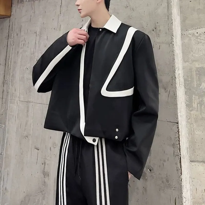 Fashion Spliced Polo-Neck Jackets Spring Autumn Asymmetrical Button Men's Clothing Contrasting Colors Young Style Casual Coats
Fashion Spliced Polo-Neck Jackets Spring Autumn Asymmetrical Button Men's Clothing Contrasting Colors Young Style Casual Coats