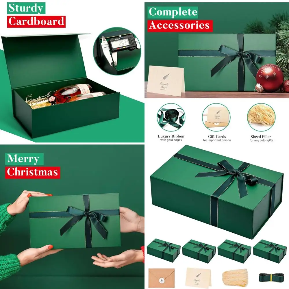 Большие зеленые подарочные коробки для Рождества, 13,85 x 8,35 x 4,45 дюймов, с магнитной крышкой, в комплекте: открытка, лента, наполнитель, наклейка
Большие зеленые подарочные коробки для Рождества, 13,85 x 8,35 x 4,45 дюймов, с магнитной крышкой, в комплекте: открытка, лента, наполнитель, наклейка