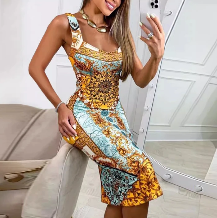 Women's Elegant Suits 2024 Spring Summer Latest Sexy Temperament U-Shaped Collar Print Sleeveless Tight Maxi Dress Mid Skirt
Women's Elegant Suits 2024 Spring Summer Latest Sexy Temperament U-Shaped Collar Print Sleeveless Tight Maxi Dress Mid Skirt