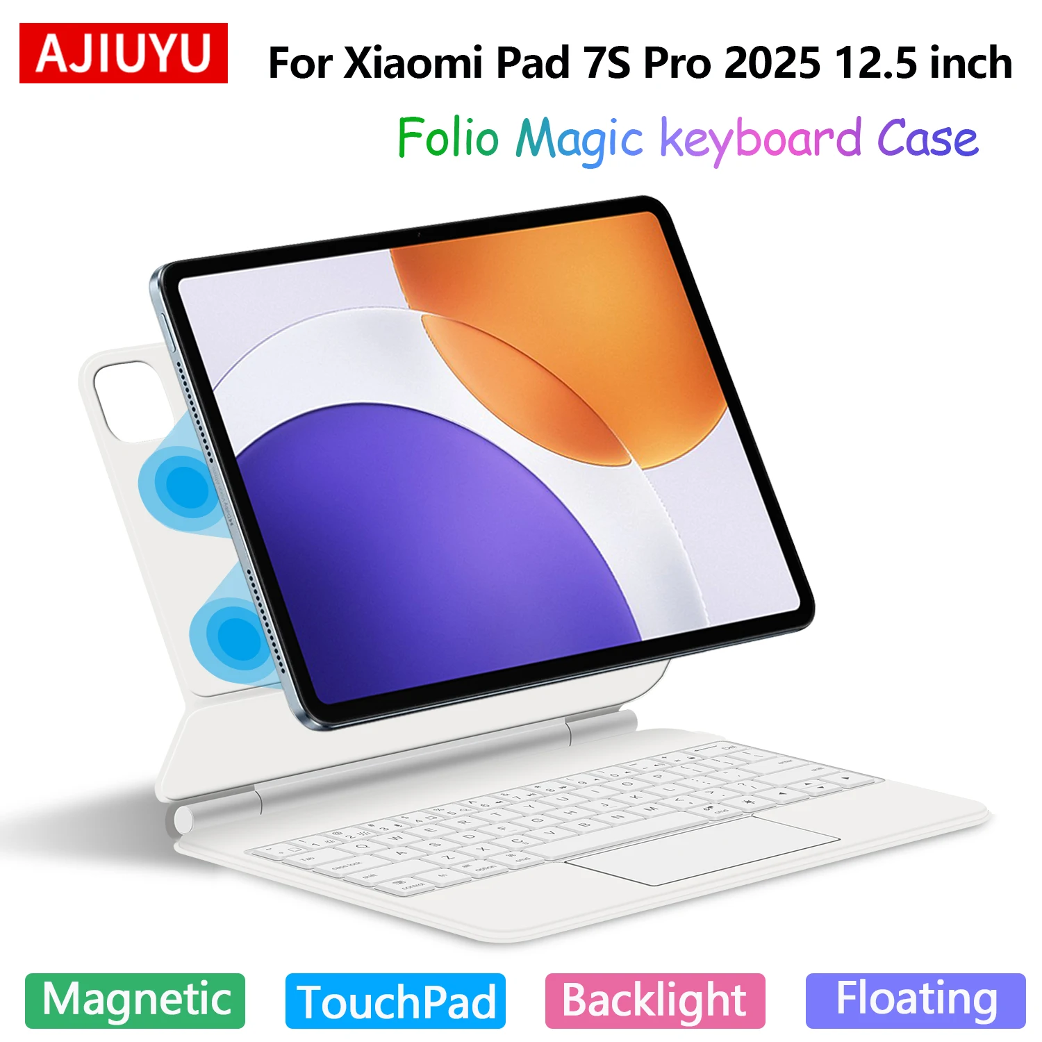 Backlight Magic Keyboard For Xiaomi Pad 7S Pro 12.5" 2025 Case For Mi Pad 7S Pro 12.5 Inch Multi-touch Smart Keyboard Folio