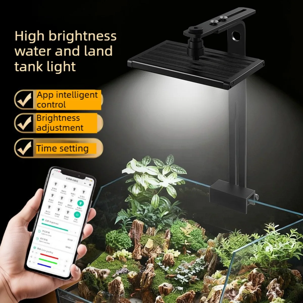 Dimmable LED Aquarium Light with APP Control,360° Lighting Angle,DC12V Programmed RGB Fish Tank Plant Light for Freshwater Tank
Dimmable LED Aquarium Light with APP Control,360° Lighting Angle,DC12V Programmed RGB Fish Tank Plant Light for Freshwater Tank