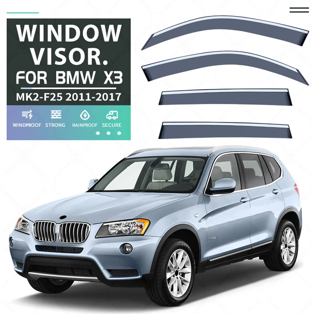 Chrome Strips Rain Guards for BMW X3 F25 2011-2017 Window Visor Wind Deflectors Door Visor Vent Shades Ventvisor
Chrome Strips Rain Guards for BMW X3 F25 2011-2017 Window Visor Wind Deflectors Door Visor Vent Shades Ventvisor