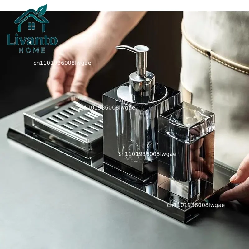 Crystal Glass Bathroom Accessories Set Lotion Bottle Cotton Swab Jar Fragrance Soap Dish Tray Home Supplies
Crystal Glass Bathroom Accessories Set Lotion Bottle Cotton Swab Jar Fragrance Soap Dish Tray Home Supplies
