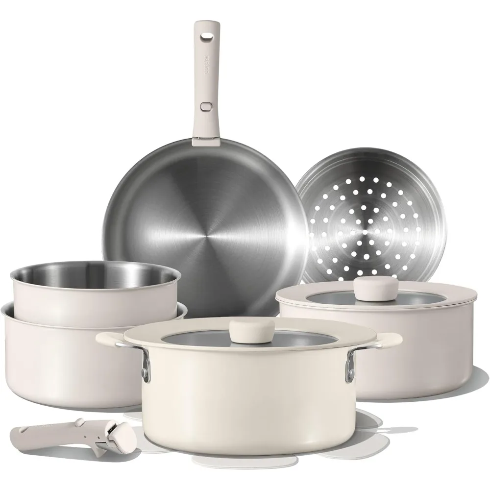 14pcs Pots and Pans Set, Stainless Steel Cookware Set Detachable Handle, Induction Kitchen Cookware Sets with Removable Handle
14pcs Pots and Pans Set, Stainless Steel Cookware Set Detachable Handle, Induction Kitchen Cookware Sets with Removable Handle