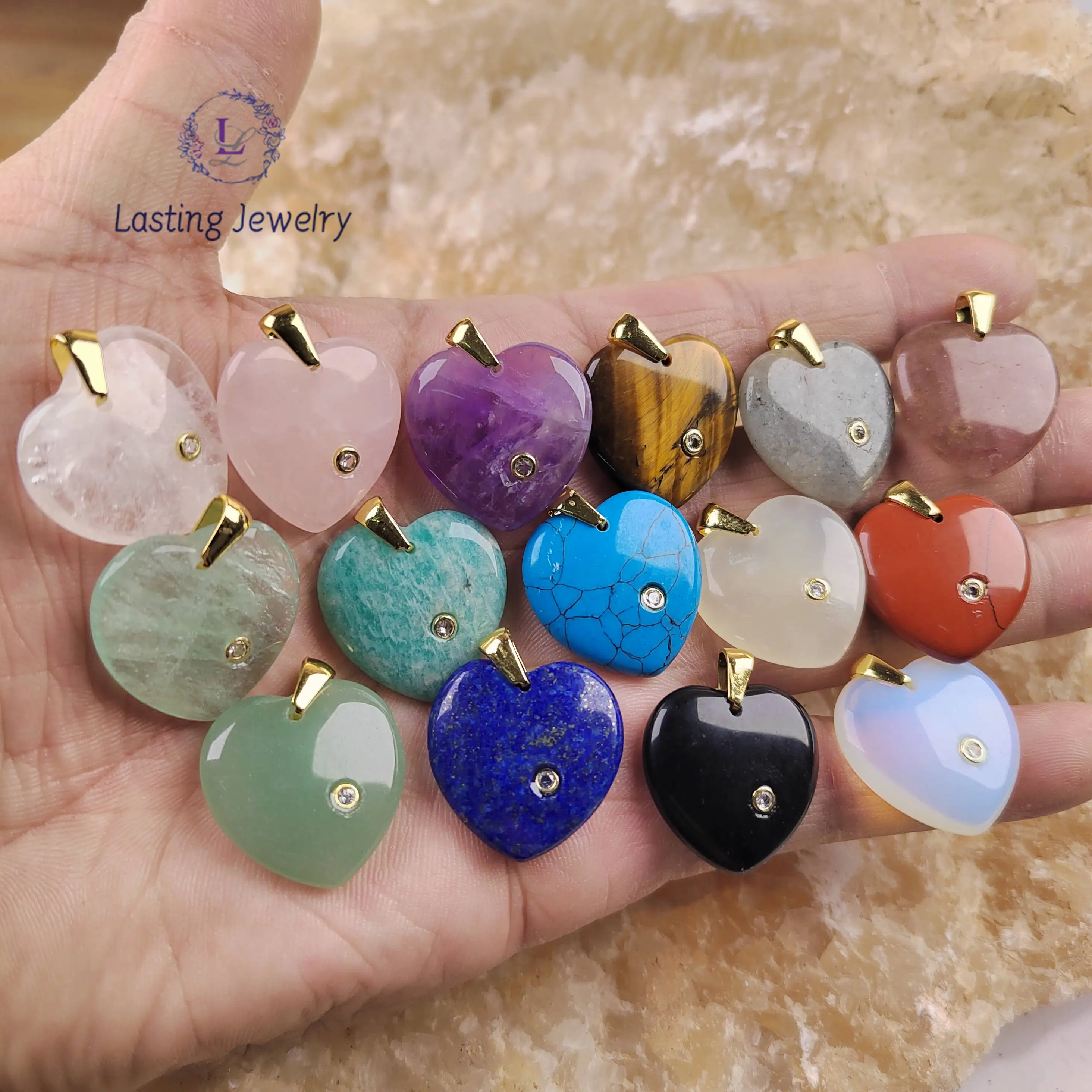 Reiki Quartz Heart Pendants With Inlaid Zircon Beads Charms Crystal Lapis Opal Amazonite Obsidian For Necklace Jewelry Making
Reiki Quartz Heart Pendants With Inlaid Zircon Beads Charms Crystal Lapis Opal Amazonite Obsidian For Necklace Jewelry Making
