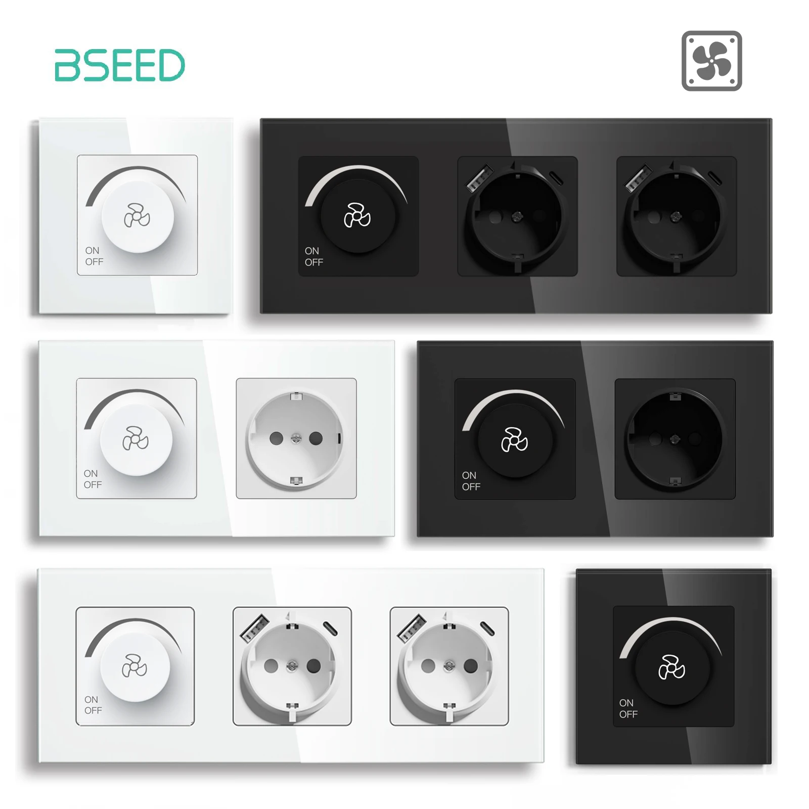 BSEED Rotary Knob Switch Ceiling Fan Switch Wall Electric Socket Mechanical Speed Control Switch Glass Panel USB Type-C Outlet
BSEED Rotary Knob Switch Ceiling Fan Switch Wall Electric Socket Mechanical Speed Control Switch Glass Panel USB Type-C Outlet