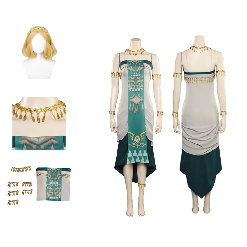 Game Tears Of The Kingdom Anime Link Cosplay Costume Women Disguise Princess Long Dress Necklace Wigs Set Halloween Party Suits
Game Tears Of The Kingdom Anime Link Cosplay Costume Women Disguise Princess Long Dress Necklace Wigs Set Halloween Party Suits