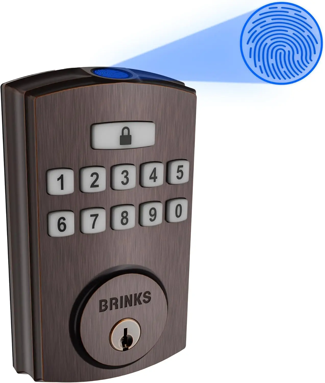 Keyless Fingerprint Door Lock with Auto-Locking, Easy Installation in Tuscan Bronze
Keyless Fingerprint Door Lock with Auto-Locking, Easy Installation in Tuscan Bronze