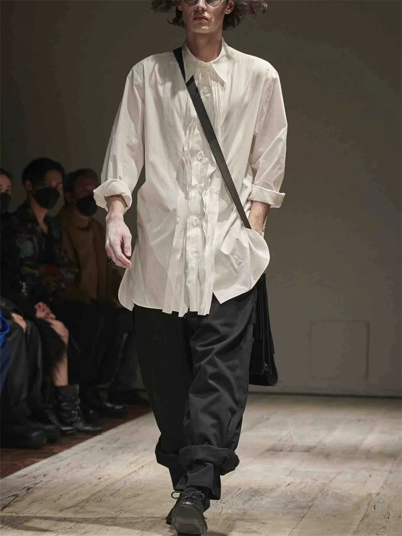 YAMAMOTO-Style White Shirt 25Aw Pure Cotton Ruffled Hemmed Shirt For Men And Women Loose Casual Long-Sleeved Shirt Top
YAMAMOTO-Style White Shirt 25Aw Pure Cotton Ruffled Hemmed Shirt For Men And Women Loose Casual Long-Sleeved Shirt Top