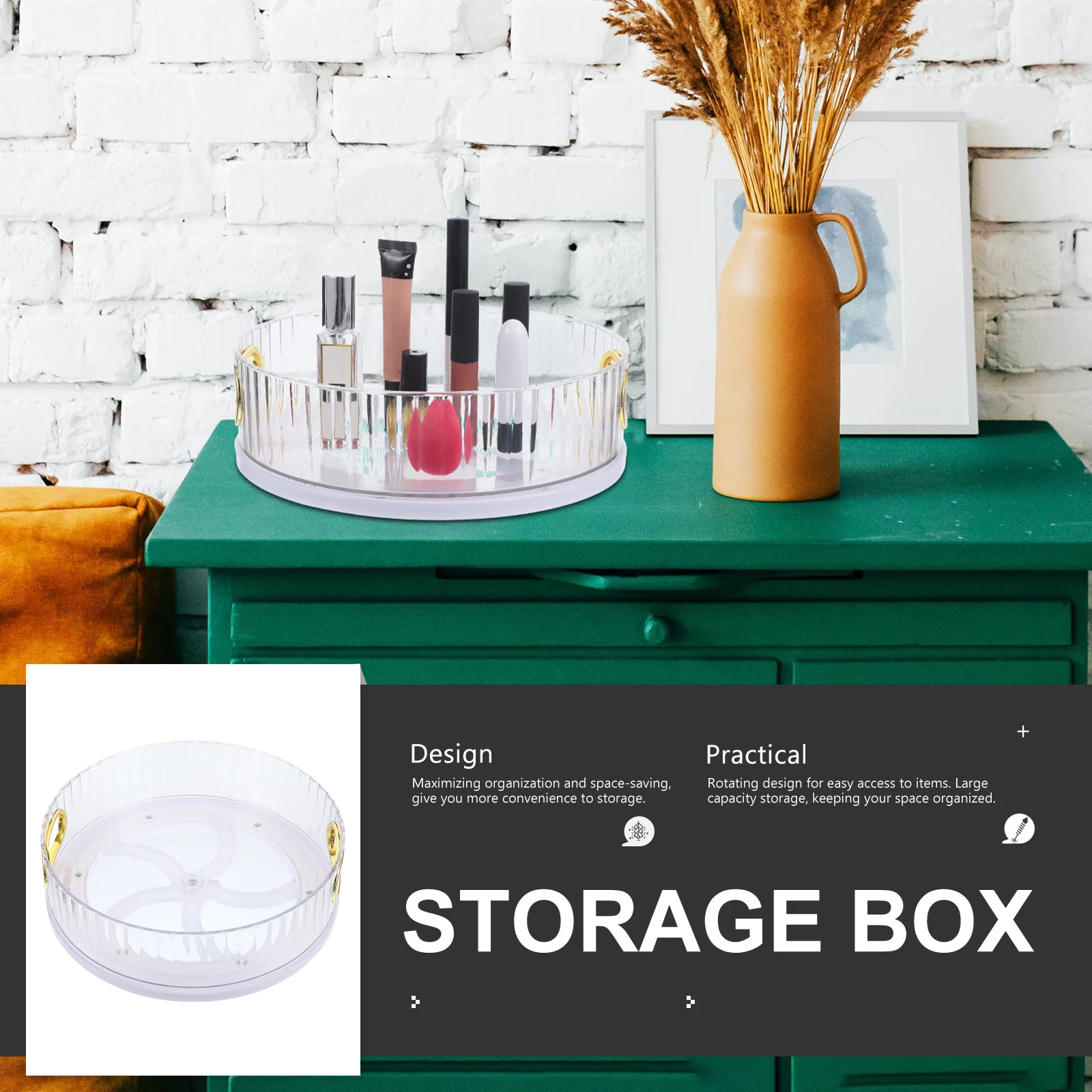 Rotating Organizer Tray Large Capacity Makeup Storage Turntable Transparent Desktop Sundries Holder For Bathroom
Rotating Organizer Tray Large Capacity Makeup Storage Turntable Transparent Desktop Sundries Holder For Bathroom