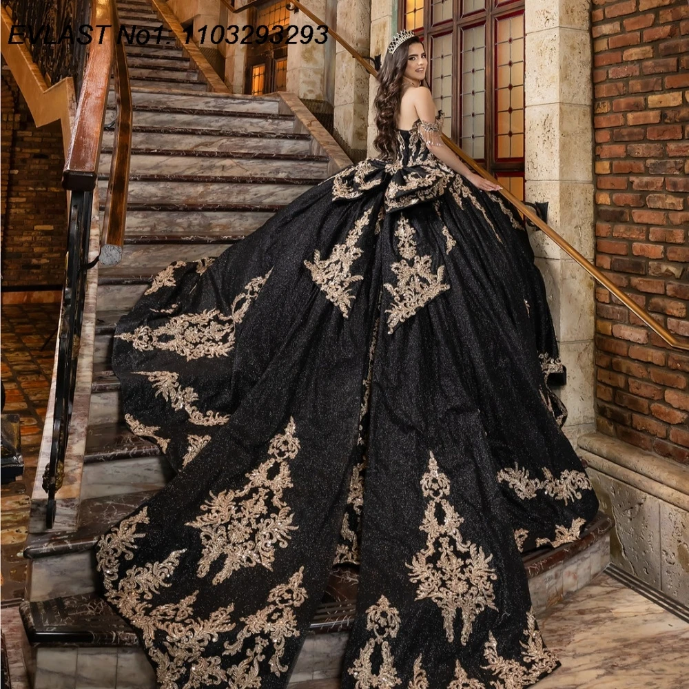 EVLAST Customized Black Ball Gown Quinceanera Dress Gold Lace Applique Beading Bow Corset Sweet 16 Vestidos De 15 Anos E1Q673
EVLAST Customized Black Ball Gown Quinceanera Dress Gold Lace Applique Beading Bow Corset Sweet 16 Vestidos De 15 Anos E1Q673