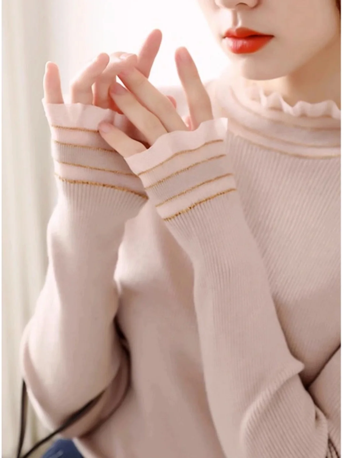 Pink Half High Collar Knitwear Base Shirt Women's Inner Wear Autumn Winter 2023 New Wooden mid Collar Knitted Top
Pink Half High Collar Knitwear Base Shirt Women's Inner Wear Autumn Winter 2023 New Wooden mid Collar Knitted Top
