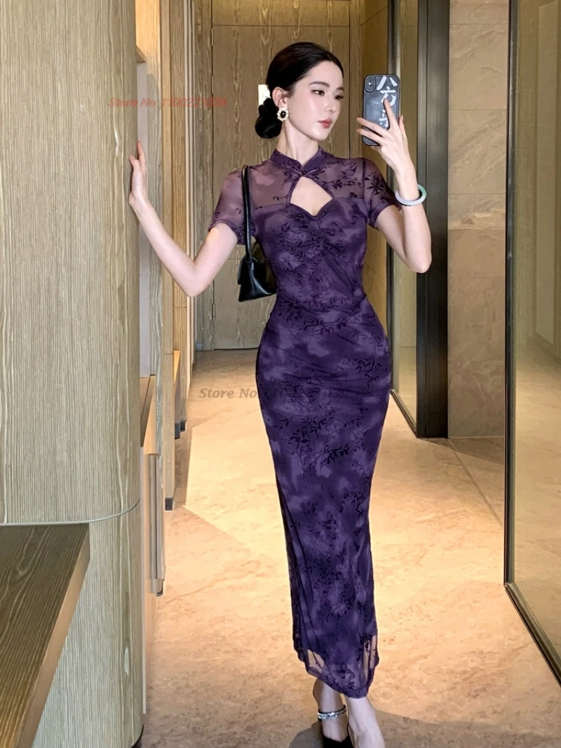 2026 chinese vintage dress flocked mesh cheongsam retro flower print qipao evening dress traditional nightclub dress vestido
2026 chinese vintage dress flocked mesh cheongsam retro flower print qipao evening dress traditional nightclub dress vestido
