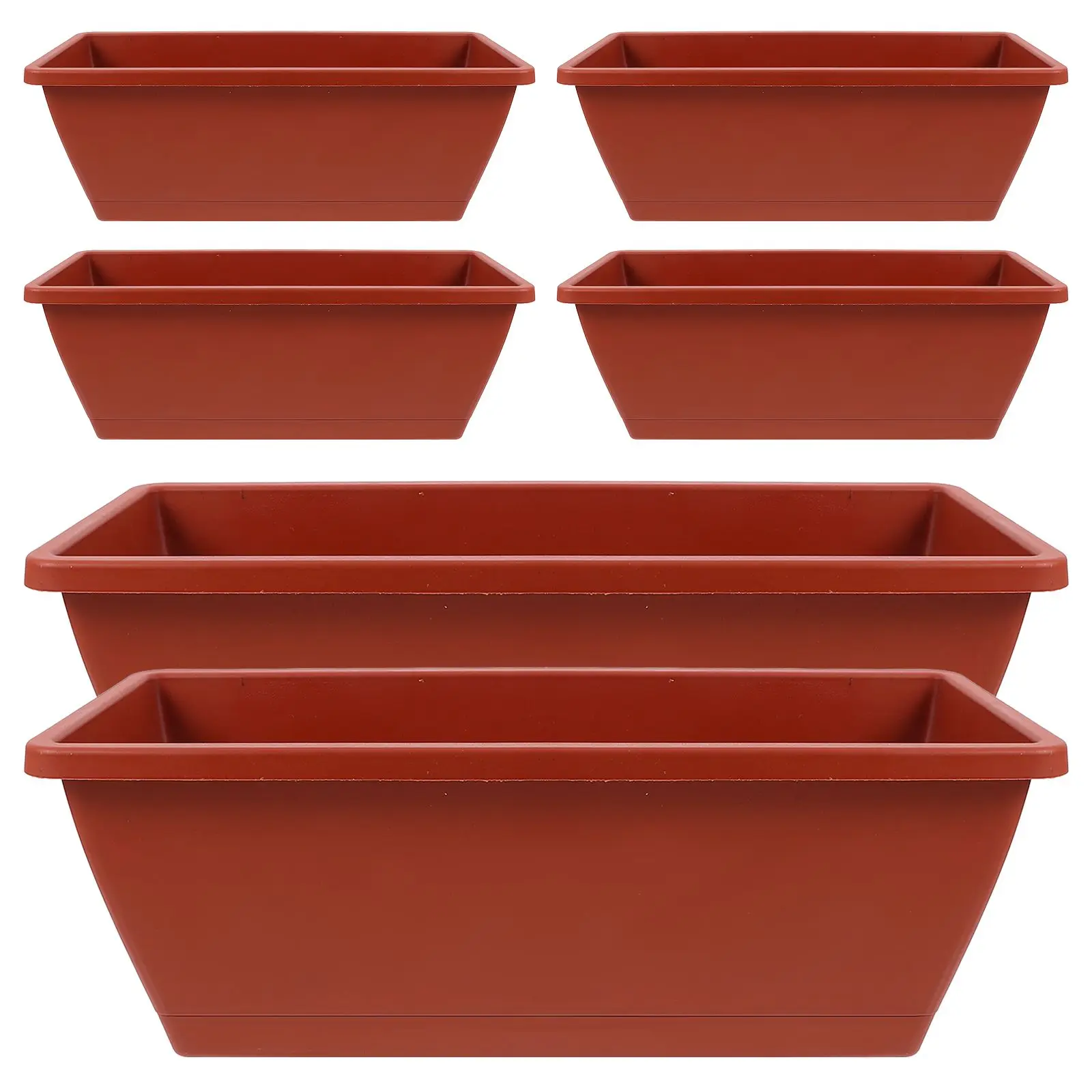6 Pcs Large Rectangular Flowerpot Planter Brick Red 43x15x17cm Plastic Planting Container Balcony Gardening Bonsai Pot Drainage
6 Pcs Large Rectangular Flowerpot Planter Brick Red 43x15x17cm Plastic Planting Container Balcony Gardening Bonsai Pot Drainage