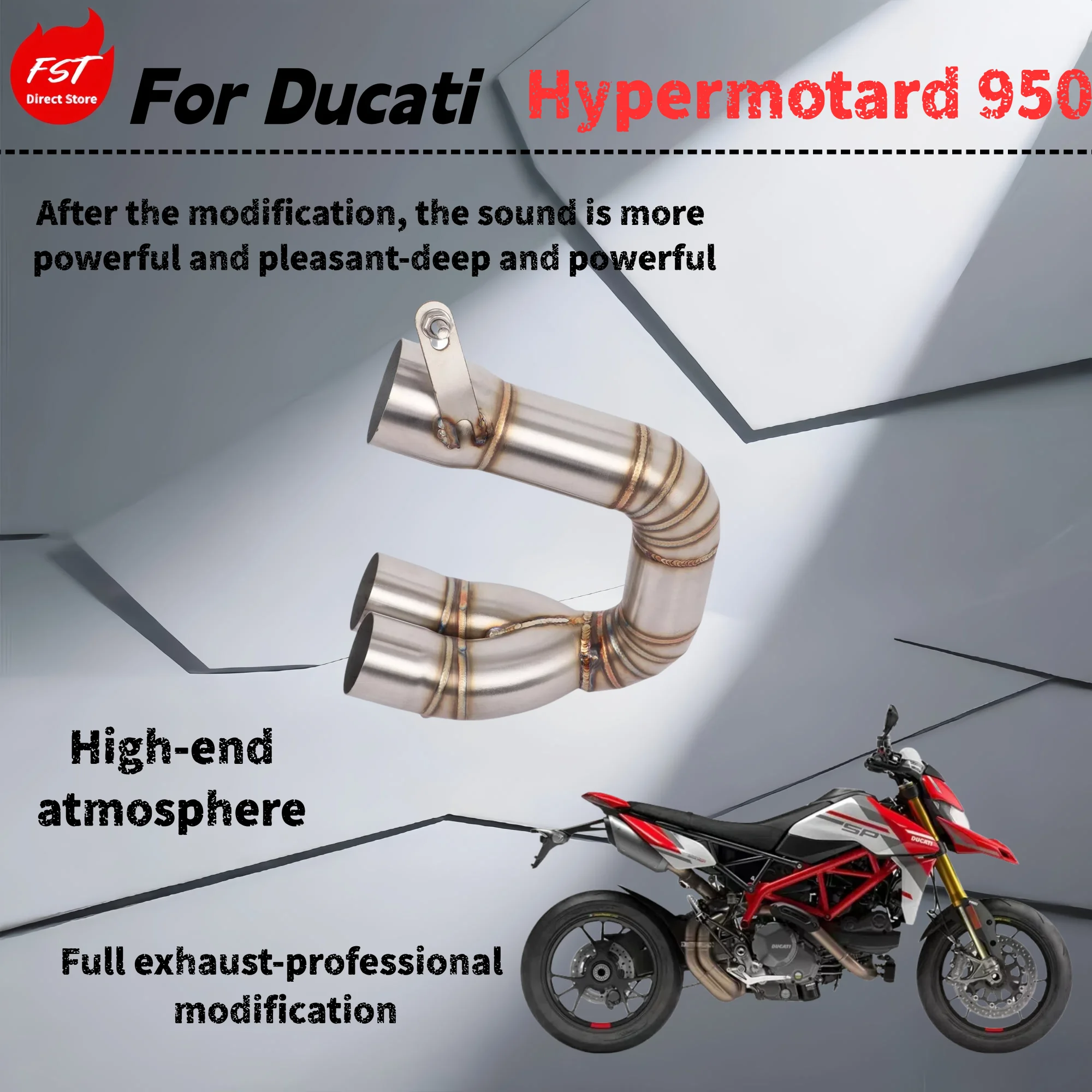 For Ducati Hypermotard950- Modified mid-front exhaust pipe - Deep, deep and powerful sound
For Ducati Hypermotard950- Modified mid-front exhaust pipe - Deep, deep and powerful sound