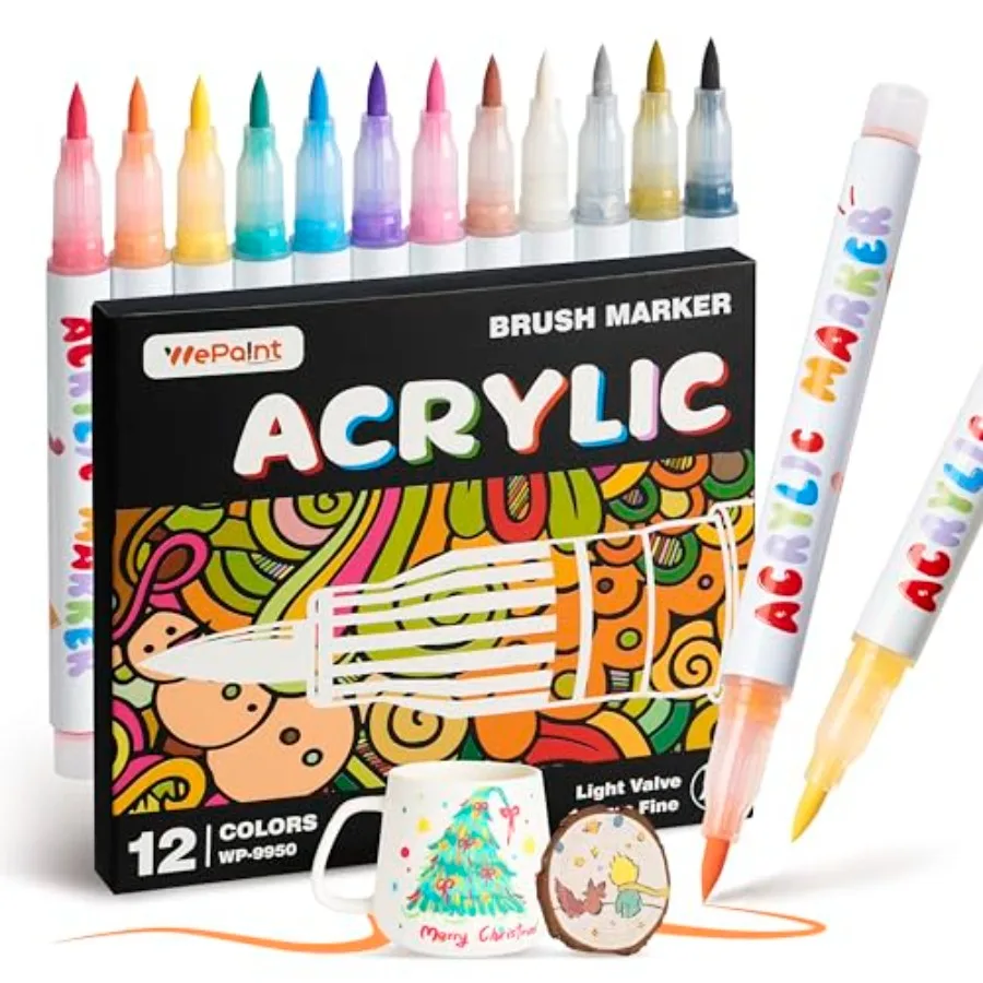 Acrylic Paint Markers, Paint Pens Set with Soft Brush Tip, Fabric Markers for Textile, Canvas, Rock, Wood, Glass, Paper, Acryli
Acrylic Paint Markers, Paint Pens Set with Soft Brush Tip, Fabric Markers for Textile, Canvas, Rock, Wood, Glass, Paper, Acryli