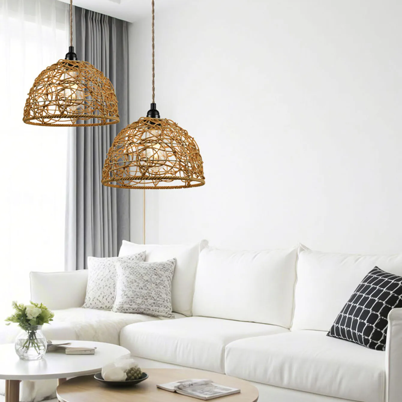 E27 Simple Rattan Decorative Lampshade Hand-Woven Imitation Rattan Chandelier Creative Bedroom Living Room Lamp
E27 Simple Rattan Decorative Lampshade Hand-Woven Imitation Rattan Chandelier Creative Bedroom Living Room Lamp