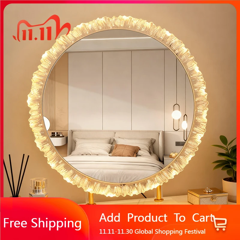 Makeup Light Mirror Standing Art Round Wavy Cosmetics Dressing Table Mirror Funky Korean Style Spiegel Wand Home Decorations
Makeup Light Mirror Standing Art Round Wavy Cosmetics Dressing Table Mirror Funky Korean Style Spiegel Wand Home Decorations