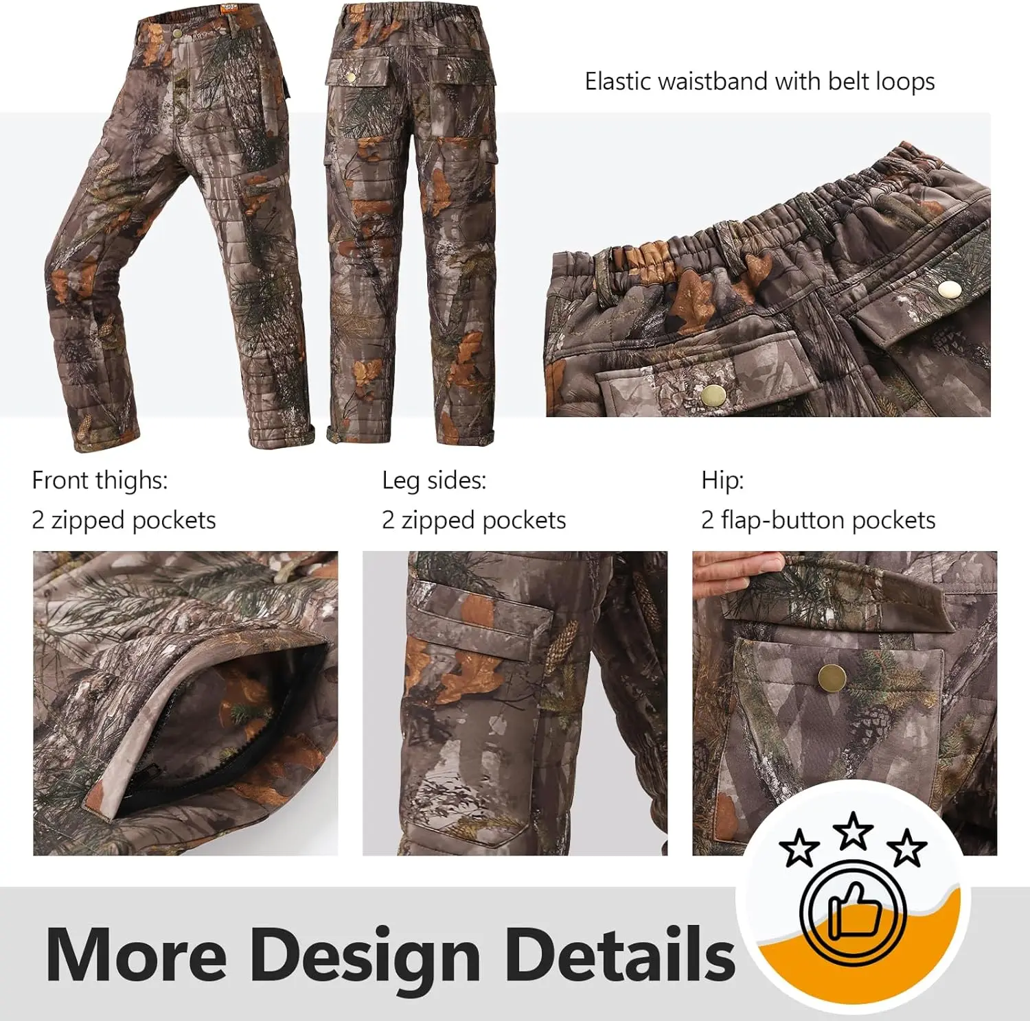 NEW VIEW Men's Insulated Hunting Pants, Silent Water-Resistant Camo Pants for Cold Weather, Quilted Design with 6 Pockets
NEW VIEW Men's Insulated Hunting Pants, Silent Water-Resistant Camo Pants for Cold Weather, Quilted Design with 6 Pockets