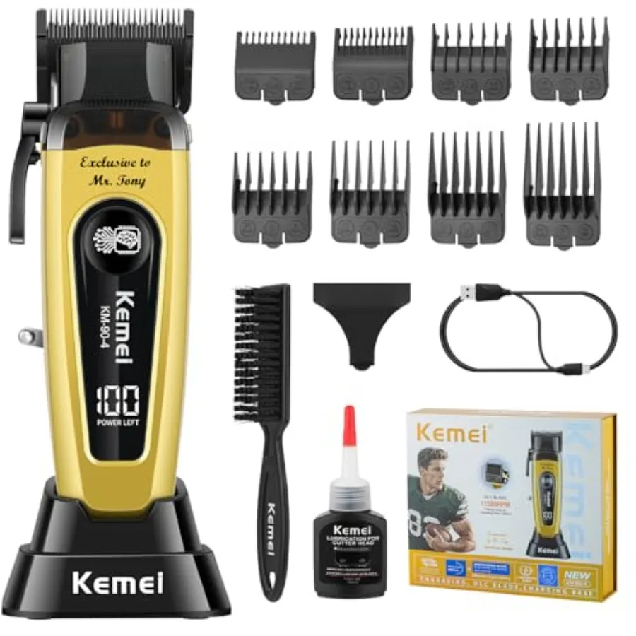 90-4 Professional Hair Clippers for Men 11500 RPM Barber Clippers with LED Display Cordless Hair Trimmer with DLC Blade and Cha
90-4 Professional Hair Clippers for Men 11500 RPM Barber Clippers with LED Display Cordless Hair Trimmer with DLC Blade and Cha