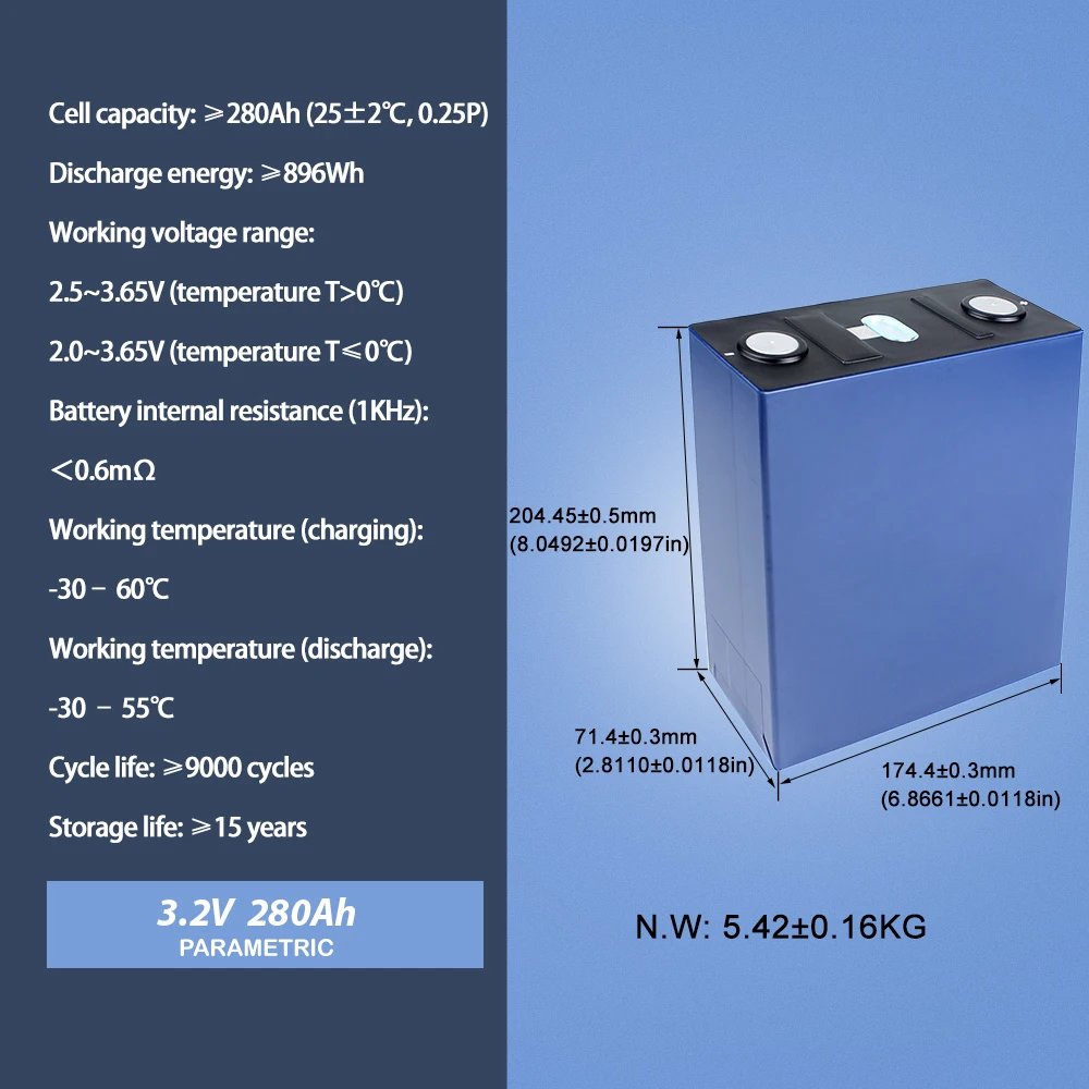 EU Stock CALB Lifepo4 Battery 3.2V 280Ah Rechargerable Cells 280ah Lifepo4 Battery Cell for Solar Storage Systems
EU Stock CALB Lifepo4 Battery 3.2V 280Ah Rechargerable Cells 280ah Lifepo4 Battery Cell for Solar Storage Systems