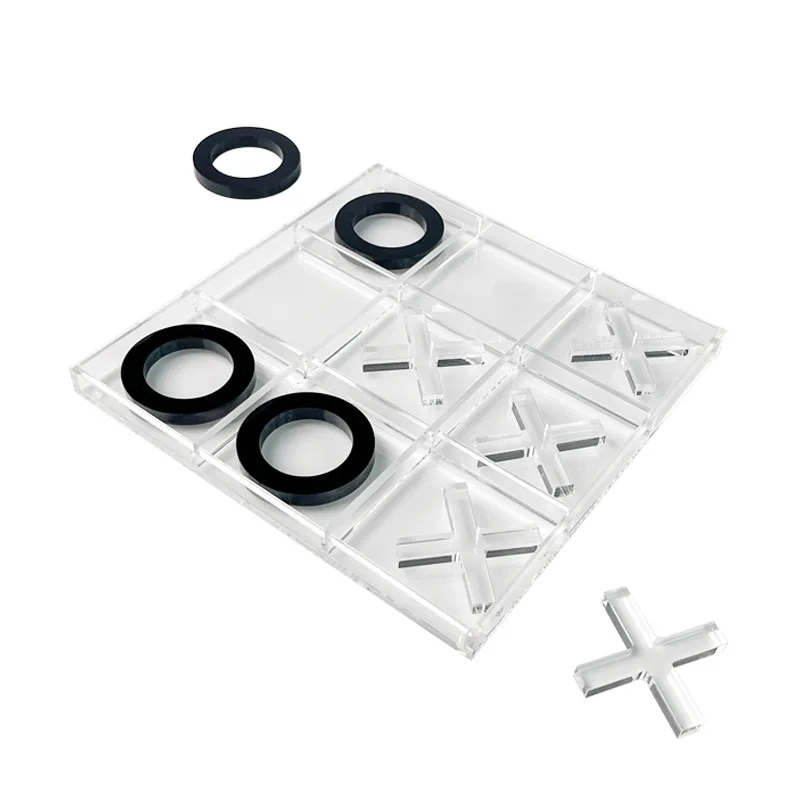 Acrylic tic-tac-toe black and white chess pieces desktop storage creative puzzle board children's game chess xo chess set
Acrylic tic-tac-toe black and white chess pieces desktop storage creative puzzle board children's game chess xo chess set