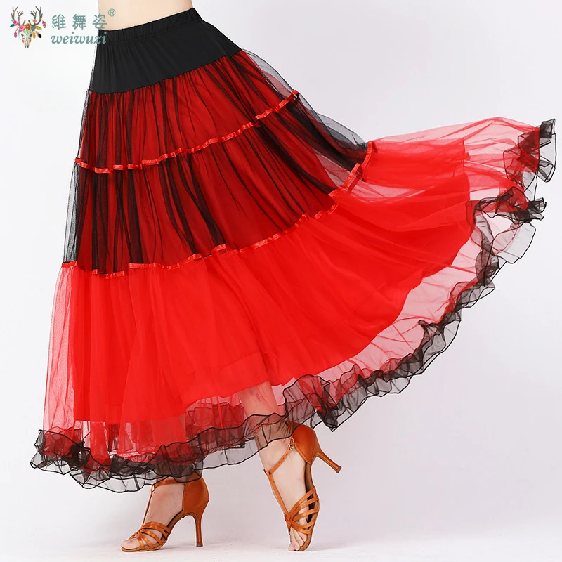 Women Ballroom Dance Skirt Latin Dance Dress Long Swing Skirt for Latin Stage Performance Layered Big Swing Spanish Skirts
Women Ballroom Dance Skirt Latin Dance Dress Long Swing Skirt for Latin Stage Performance Layered Big Swing Spanish Skirts