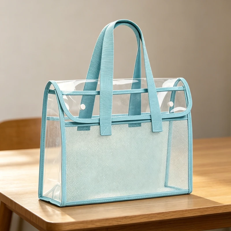 Blue Transparent PVC Tote Bag Waterproof Double Layer Clear Handbag Storage Bag for Exam Commute and Daily Essentials Storage
Blue Transparent PVC Tote Bag Waterproof Double Layer Clear Handbag Storage Bag for Exam Commute and Daily Essentials Storage