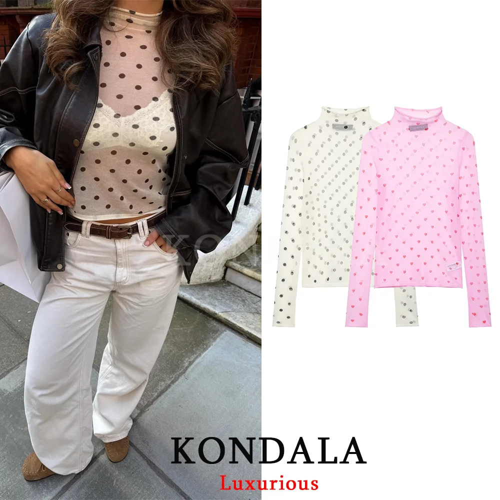 KONDALA Sexy Chic Women Transparetn Tops Dot Long Sleeve Slim Streetwear T-shirt Fashion 2026 Spring Summer Holiday Y2K Girl Top
KONDALA Sexy Chic Women Transparetn Tops Dot Long Sleeve Slim Streetwear T-shirt Fashion 2026 Spring Summer Holiday Y2K Girl Top