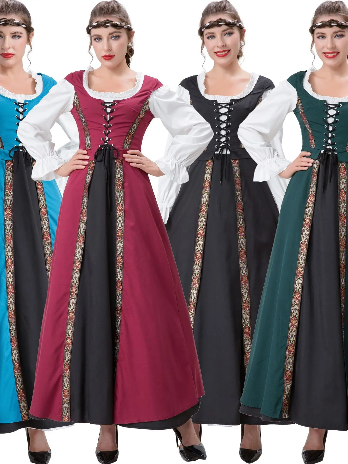 Medieval Retro Court Style Cosplay Dress Halloween Queen Stage Costume Elegant Long Skirt with Sleeveless Top Women's Fashion
Medieval Retro Court Style Cosplay Dress Halloween Queen Stage Costume Elegant Long Skirt with Sleeveless Top Women's Fashion