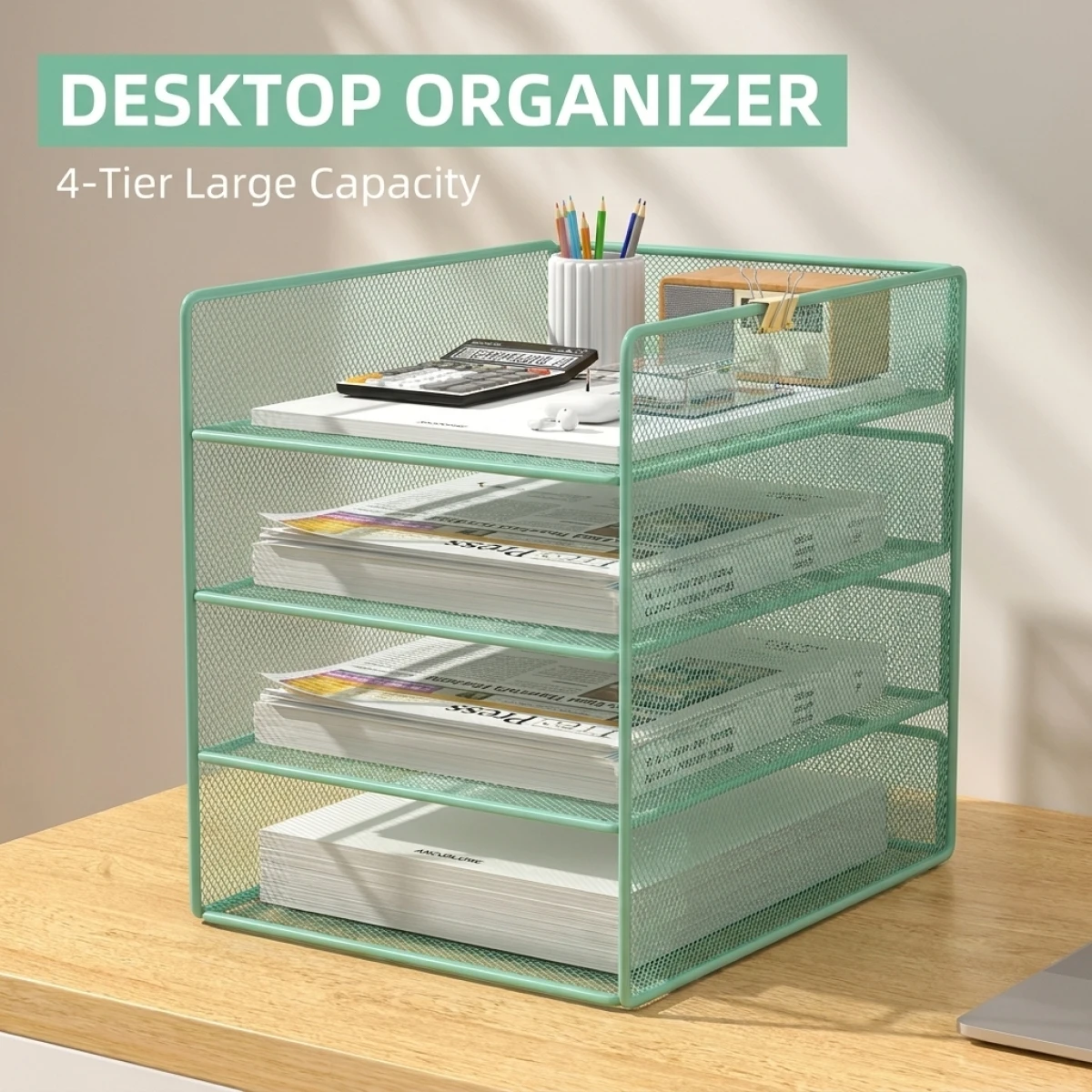 Large Capacity Desktop File Organizer – No Installation,Space Saving Mesh Tray for Office Home School, Green
Large Capacity Desktop File Organizer – No Installation,Space Saving Mesh Tray for Office Home School, Green