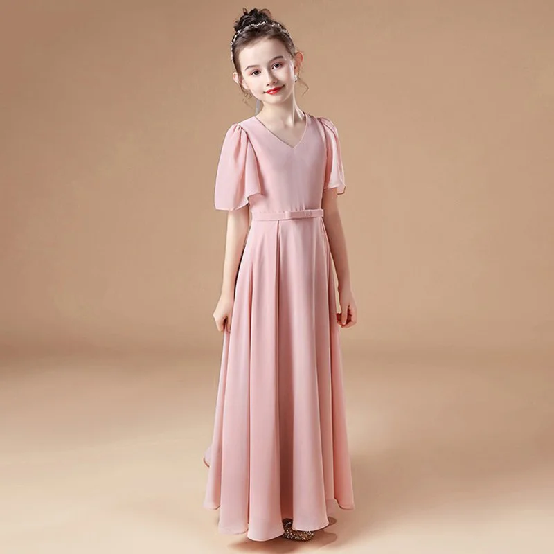 Girls' V-neck long dress, children's waist princess dress, piano performance dress, birthday host party flower girl dress
Girls' V-neck long dress, children's waist princess dress, piano performance dress, birthday host party flower girl dress