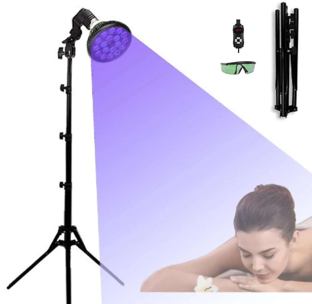 Tanning Lamp Thearpy Light with Controller for Home Use Purple Light for Full Body Face Skin Device with Adjustable Stand
Tanning Lamp Thearpy Light with Controller for Home Use Purple Light for Full Body Face Skin Device with Adjustable Stand