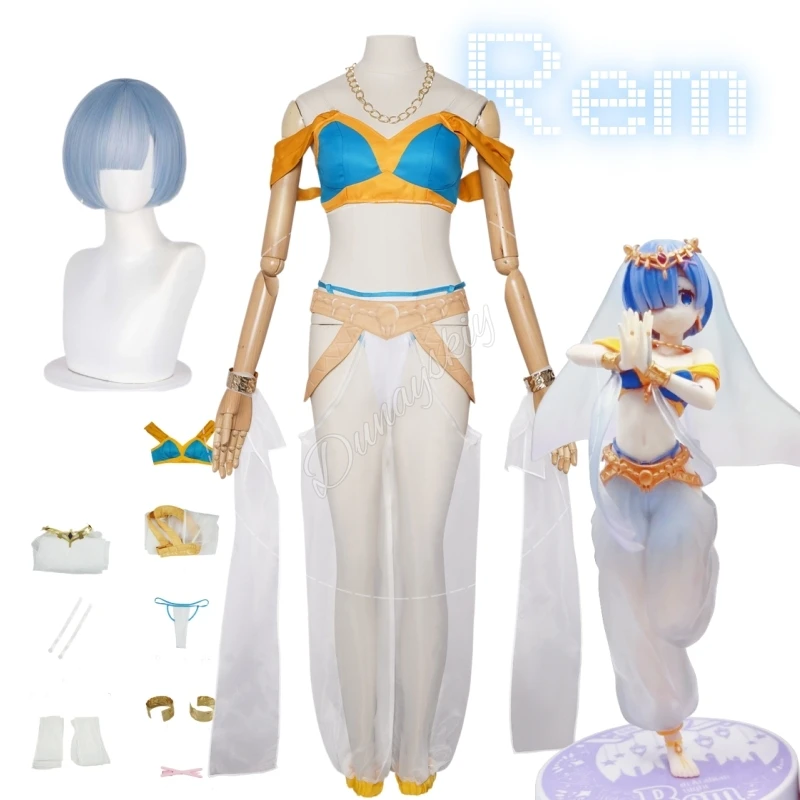 RE0 Anime Rem Arabian Night Exotic Dancer Cosplay Outfit With Veil Dance Costume Halloween Blue-Yellow Sheer Pants Off Shoulder
RE0 Anime Rem Arabian Night Exotic Dancer Cosplay Outfit With Veil Dance Costume Halloween Blue-Yellow Sheer Pants Off Shoulder