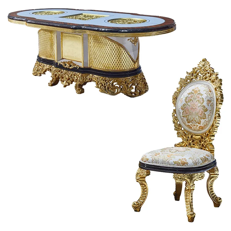 French dining table solid wood carving French long dining table French fabric dining chair gold foil four door wine cabinet
French dining table solid wood carving French long dining table French fabric dining chair gold foil four door wine cabinet
