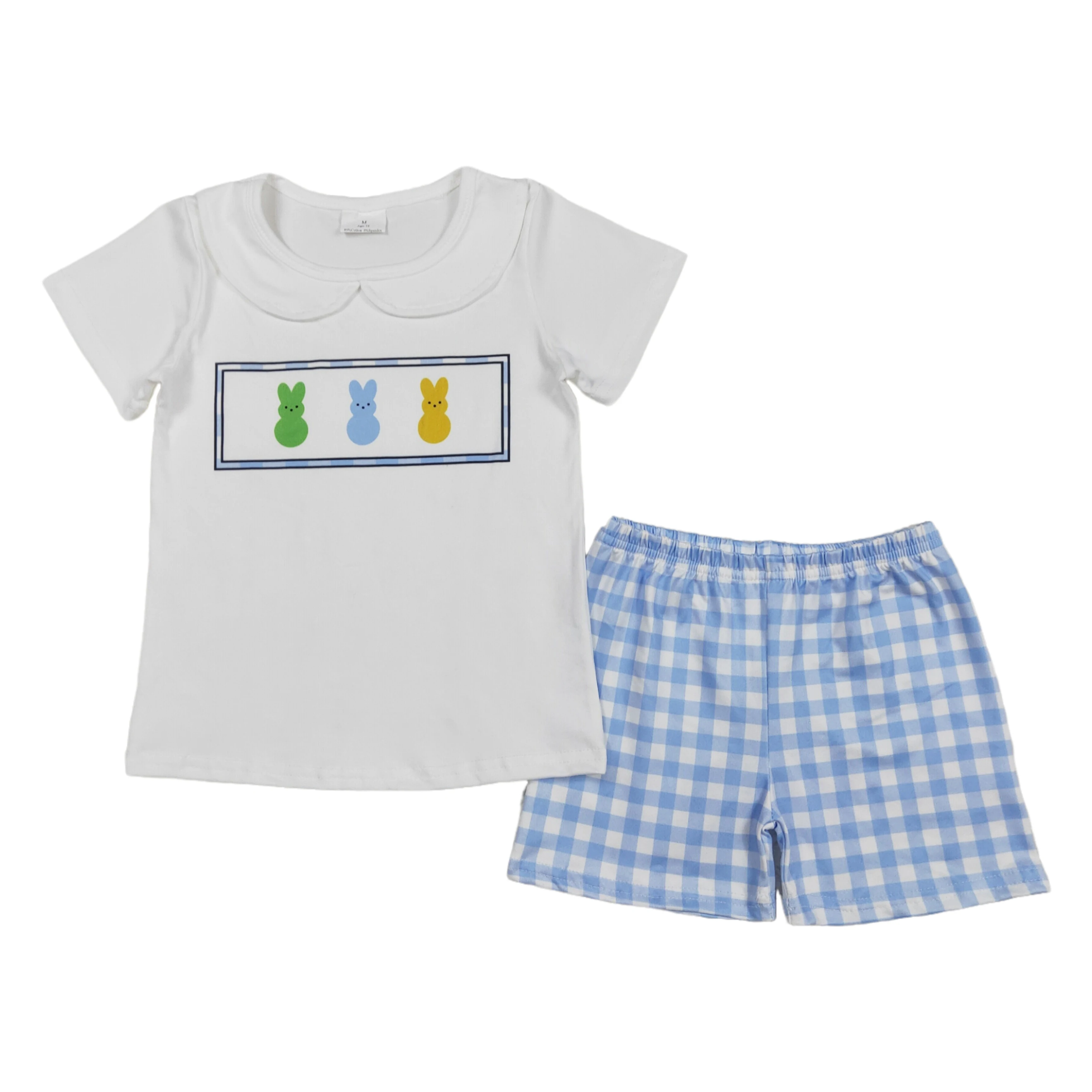 Wholesale Kids Easter Rabbits Set Toddler White Short Sleeves Shirt Blue Checked Shorts Children Spring Clothes Baby Boy Outfit
Wholesale Kids Easter Rabbits Set Toddler White Short Sleeves Shirt Blue Checked Shorts Children Spring Clothes Baby Boy Outfit